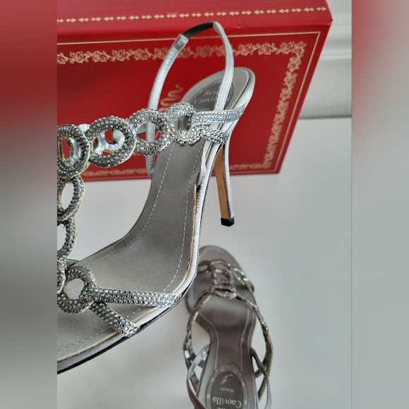Rene Caovilla Silver Embellished Heels - Size 37.5 - Picture 9 of 14